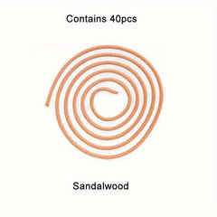 40pcs Natural Sandalwood Coil Traditional Agarwood Home Incense