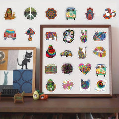 50pcs Hippie Bohemianism Stickers Love And Peace Decal
