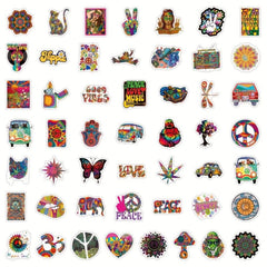 50pcs Hippie Bohemianism Stickers Love And Peace Decal