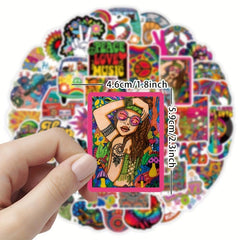 50pcs Hippie Bohemianism Stickers Love And Peace Decal