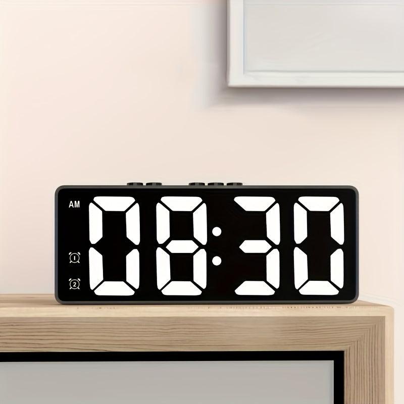 LED Alarm Clock Student Digital Clock Voice Control Dual Snooze