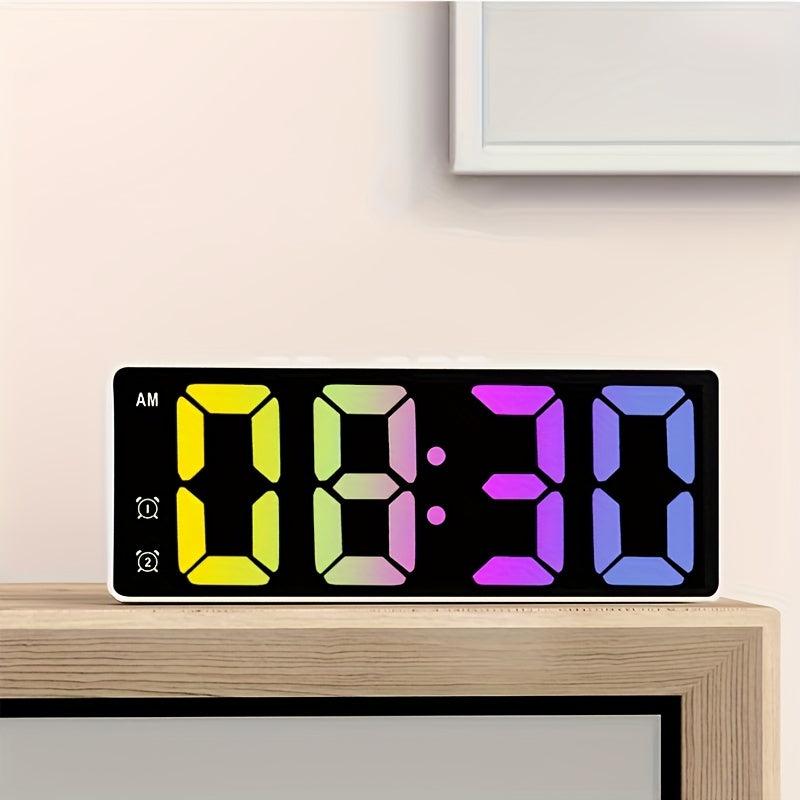 LED Alarm Clock Student Digital Clock Voice Control Dual Snooze