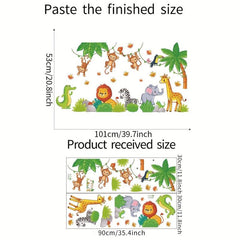 Cute Animal Wall Decals for Kids Room: Monkey Lion Giraffe Panda Elephant