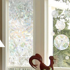 Rainbow Stained Glass Window Film - Static Cling Door Covering Sticker