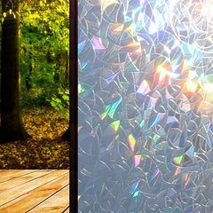 Rainbow Stained Glass Window Film - Static Cling Door Covering Sticker
