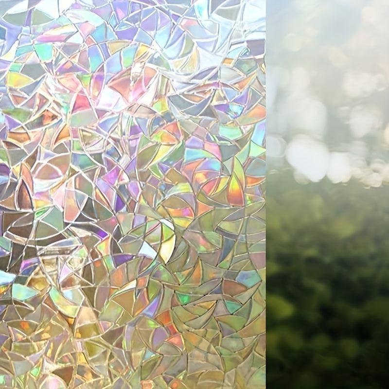 Rainbow Stained Glass Window Film - Static Cling Door Covering Sticker