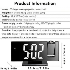 Luminous Silent Projection Alarm Clock with Large LED Screen