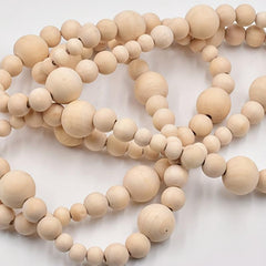 Christmas Wood Bead Garland Tree Craft Wooden Beads Decor