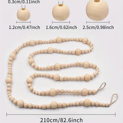 Christmas Wood Bead Garland Tree Craft Wooden Beads Decor
