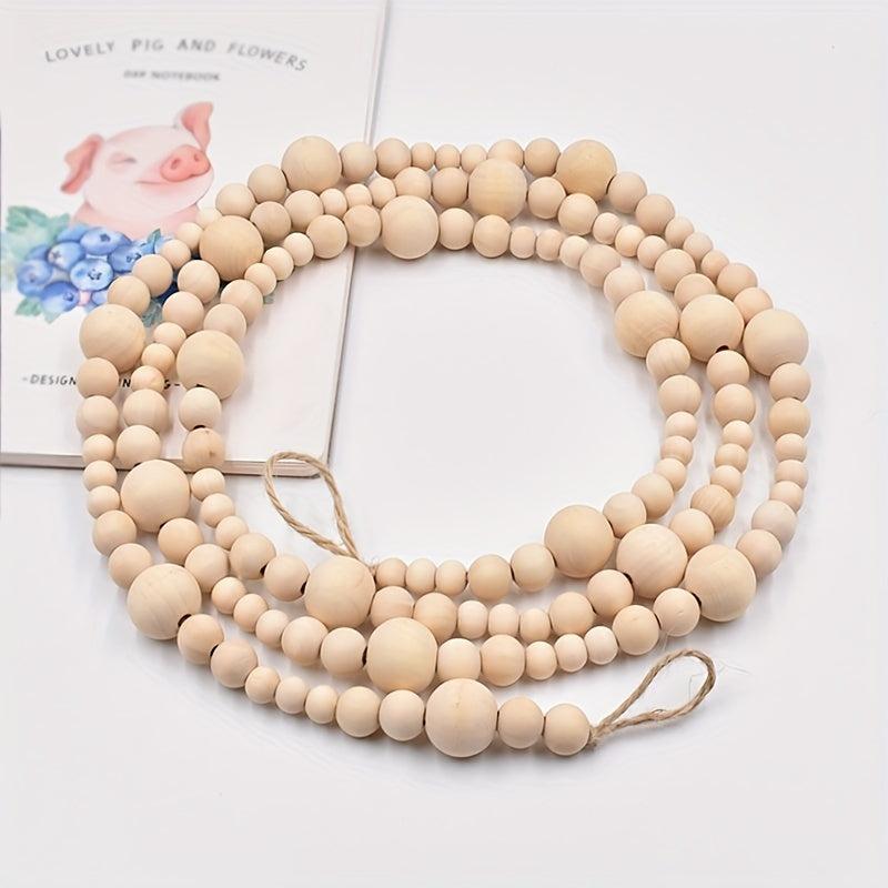 Christmas Wood Bead Garland Tree Craft Wooden Beads Decor