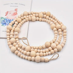 Christmas Wood Bead Garland Tree Craft Wooden Beads Decor
