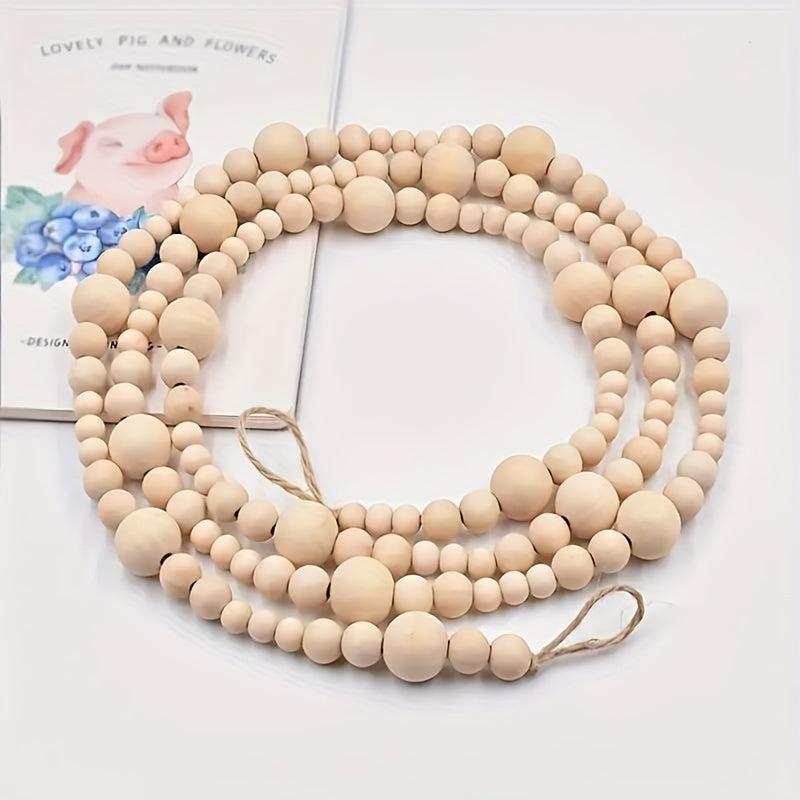 Christmas Wood Bead Garland Tree Craft Wooden Beads Decor
