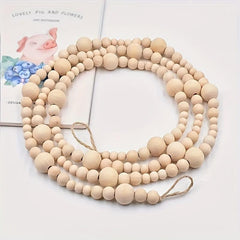 Christmas Wood Bead Garland Tree Craft Wooden Beads Decor