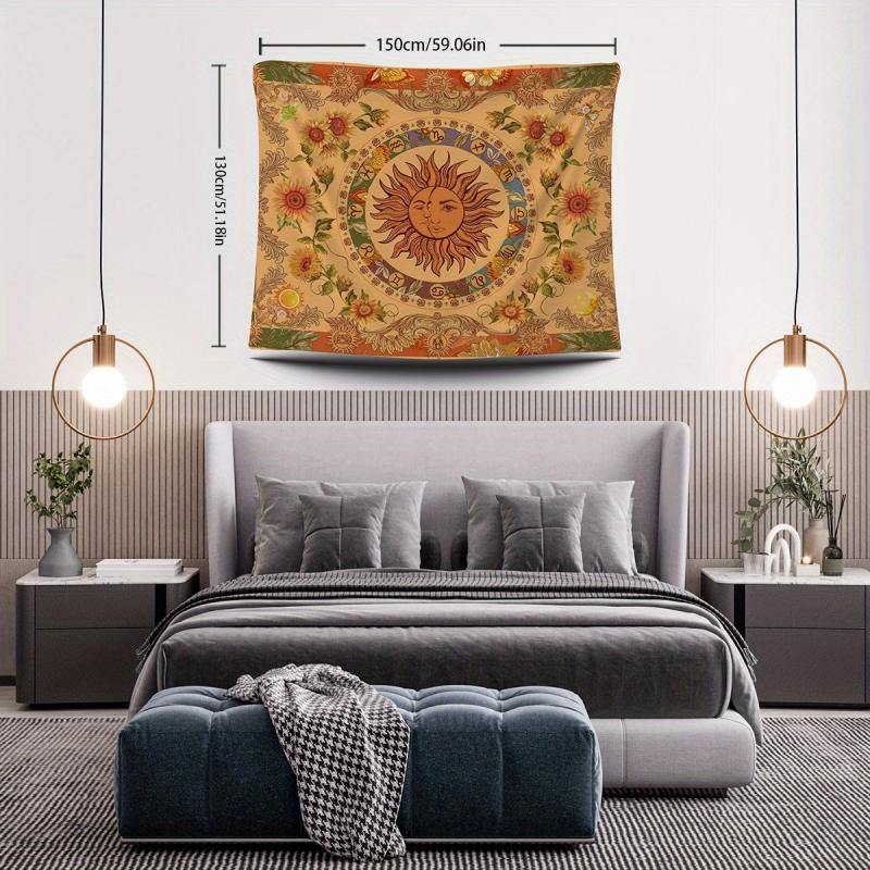 Orange Tapestry Wall Hanging Graphic Art for Bedroom Living Room