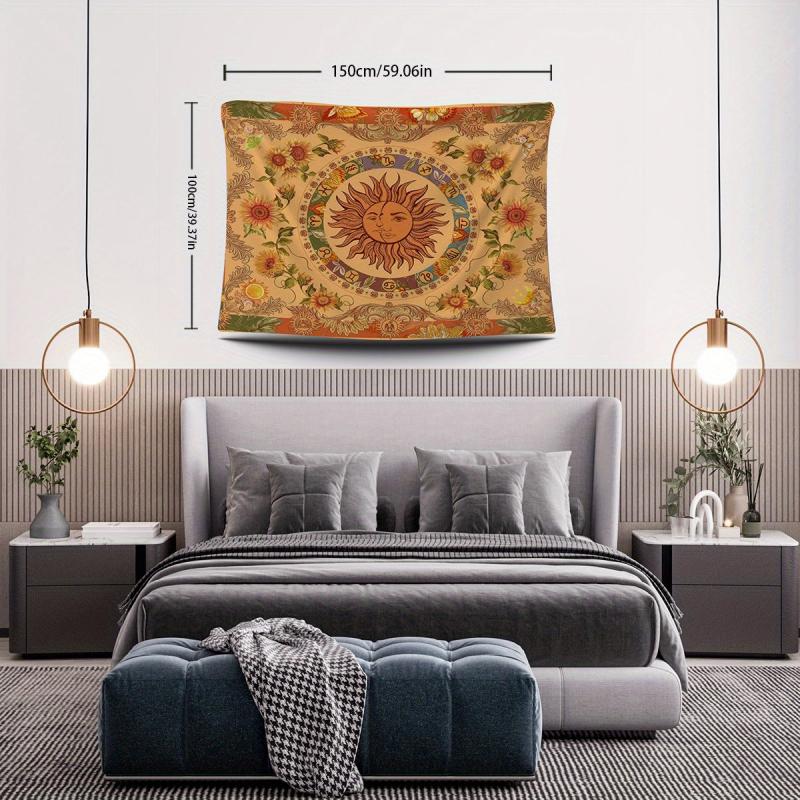 Orange Tapestry Wall Hanging Graphic Art for Bedroom Living Room