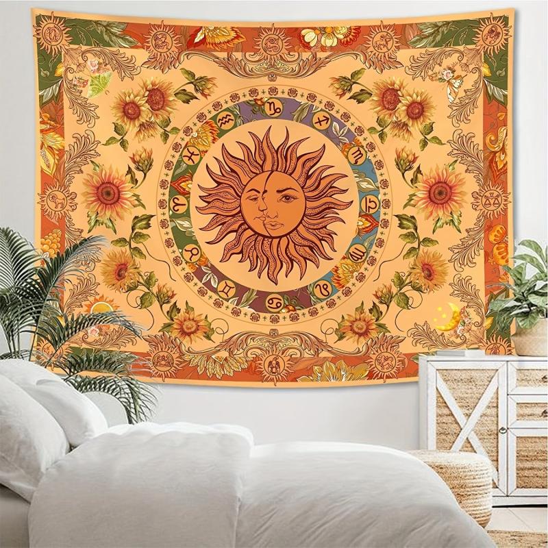 Orange Tapestry Wall Hanging Graphic Art for Bedroom Living Room