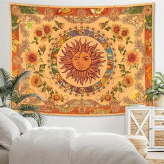 Orange Tapestry Wall Hanging Graphic Art for Bedroom Living Room