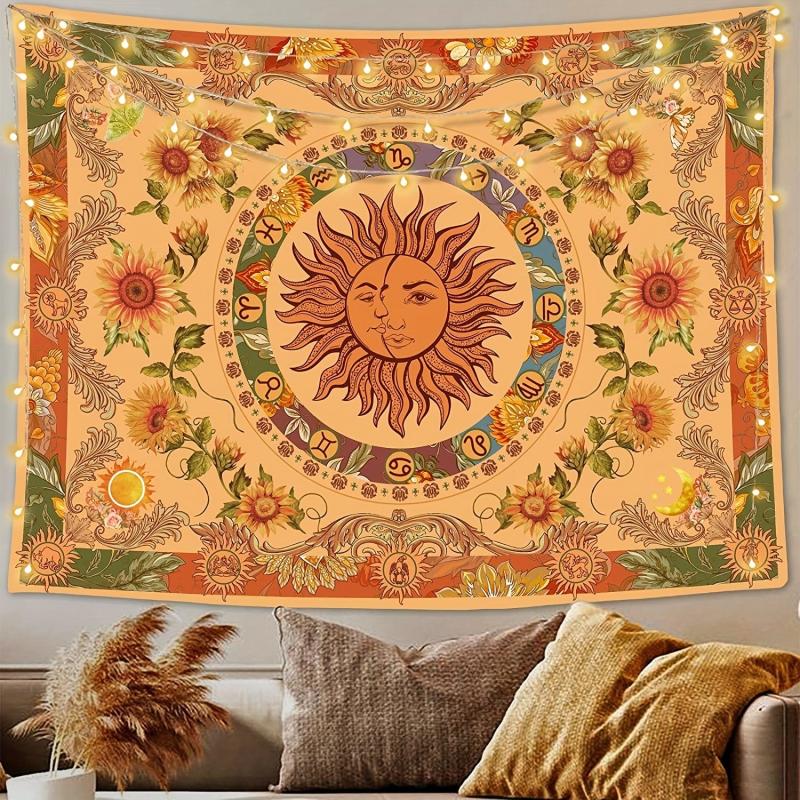 Orange Tapestry Wall Hanging Graphic Art for Bedroom Living Room