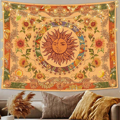 Orange Tapestry Wall Hanging Graphic Art for Bedroom Living Room