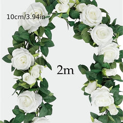 Rose Vine Silk Flower Rose Wreath Wedding Arch Ceremony Home Garden Decoration