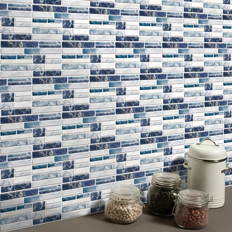 9pcs Marble Tile Sticker Self-Adhesive Wall Kitchen Living Room Waterproof