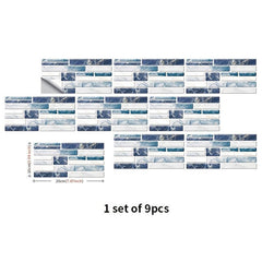 9pcs Marble Tile Sticker Self-Adhesive Wall Kitchen Living Room Waterproof
