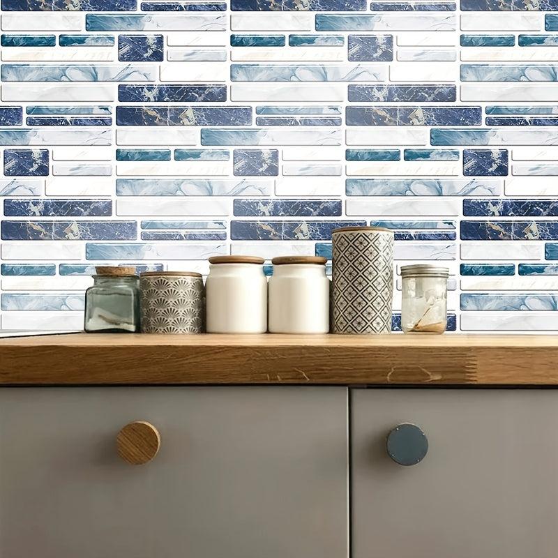 9pcs Marble Tile Sticker Self-Adhesive Wall Kitchen Living Room Waterproof