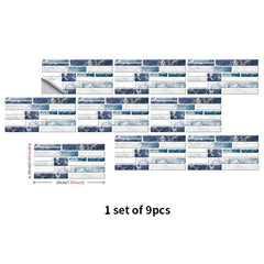 9pcs Marble Tile Sticker Self-Adhesive Wall Kitchen Living Room Waterproof