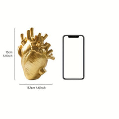 Heart Vase Decorative Bottle Dried Flower Container Resin Handicraft Ornament