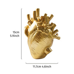 Heart Vase Decorative Bottle Dried Flower Container Resin Handicraft Ornament