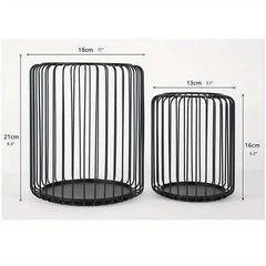 2pcs Metal Lacquered Candle Holder Lantern Shaped Candlesticks