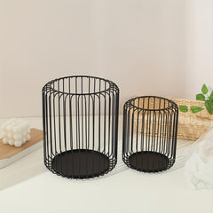 2pcs Metal Lacquered Candle Holder Lantern Shaped Candlesticks