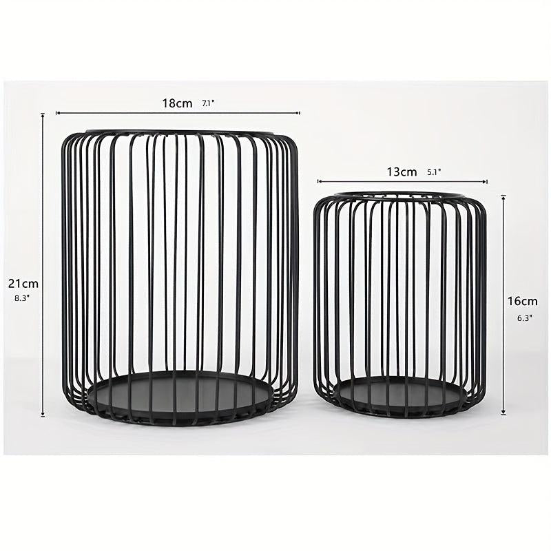 2pcs Metal Lacquered Candle Holder Lantern Shaped Candlesticks