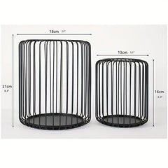 2pcs Metal Lacquered Candle Holder Lantern Shaped Candlesticks