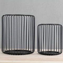 2pcs Metal Lacquered Candle Holder Lantern Shaped Candlesticks