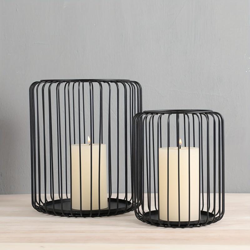 2pcs Metal Lacquered Candle Holder Lantern Shaped Candlesticks