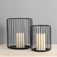 2pcs Metal Lacquered Candle Holder Lantern Shaped Candlesticks