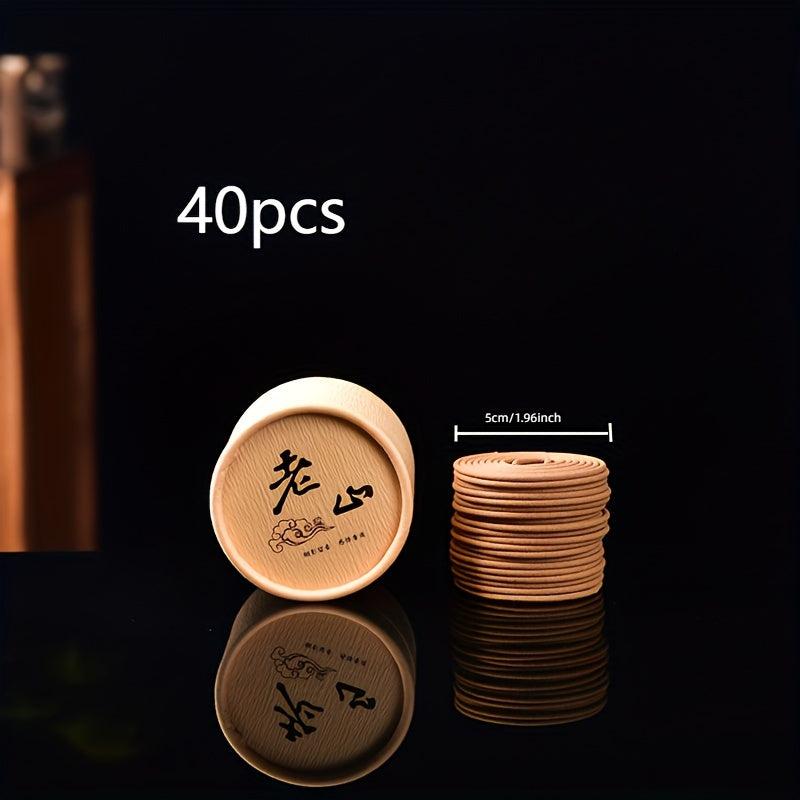 40 Pcs Chinese Incense Tray Sandalwood Mosquito Repellent Fresh Air Deo