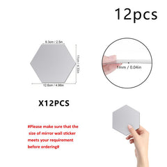 12pcs Hexagon Mirror Wall Stickers DIY Household Decoration