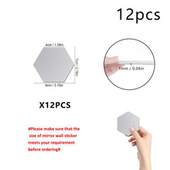 12pcs Hexagon Mirror Wall Stickers DIY Household Decoration
