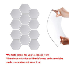 12pcs Hexagon Mirror Wall Stickers DIY Household Decoration