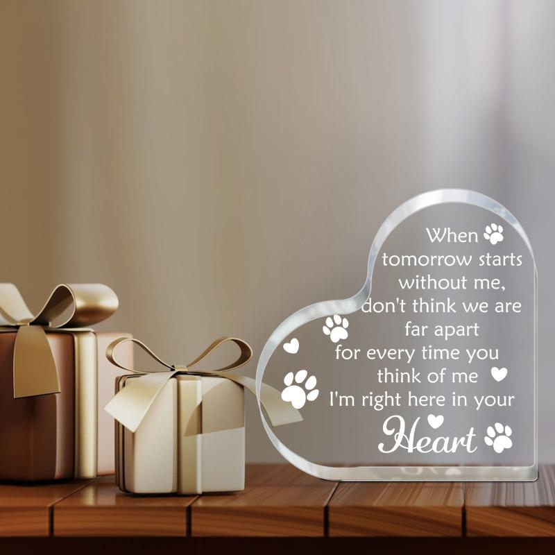 Heart Shaped Acrylic Plaque Pet Sympathy Gift for Cat or Dog Loss