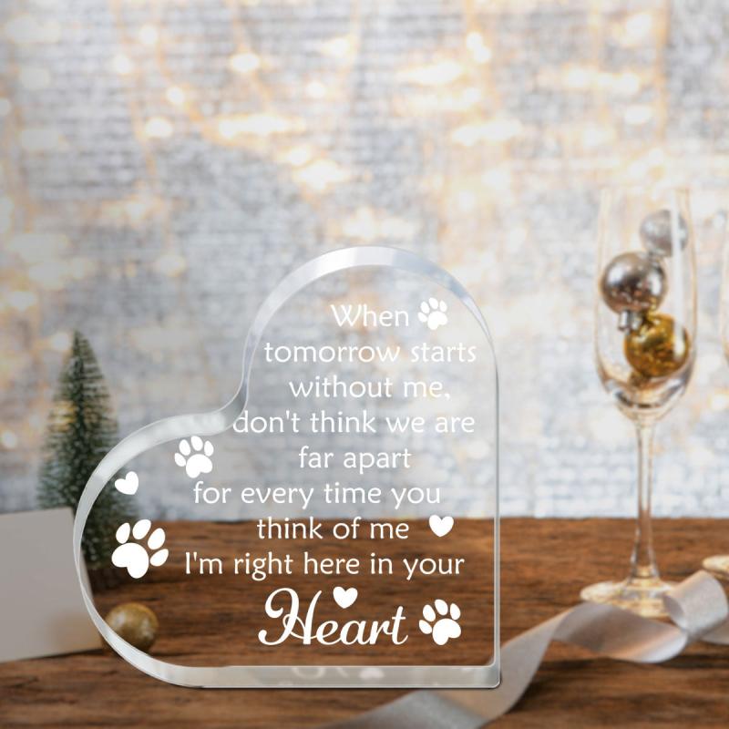 Heart Shaped Acrylic Plaque Pet Sympathy Gift for Cat or Dog Loss