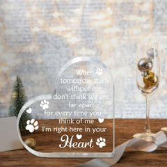 Heart Shaped Acrylic Plaque Pet Sympathy Gift for Cat or Dog Loss