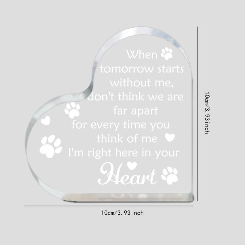 Heart Shaped Acrylic Plaque Pet Sympathy Gift for Cat or Dog Loss