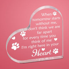 Heart Shaped Acrylic Plaque Pet Sympathy Gift for Cat or Dog Loss