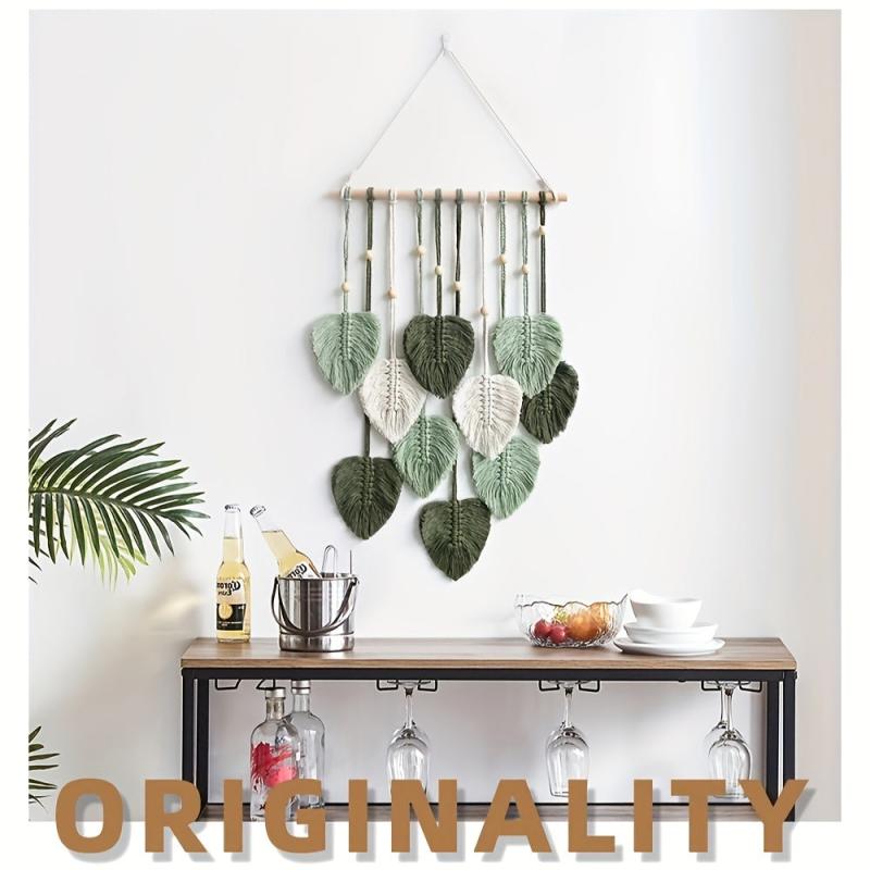 Macrame Tapestry Wall Decor Boho Safari Wall Art Nature Green Themed Home Decor