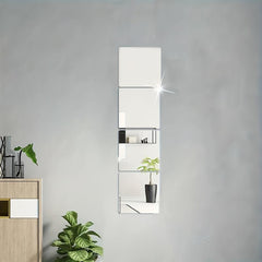 4pcs Mirror Wall Stickers Square DIY Acrylic 3D Wall Decor Self-adhesive Mirror