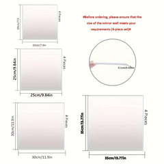 4pcs Mirror Wall Stickers Square DIY Acrylic 3D Wall Decor Self-adhesive Mirror