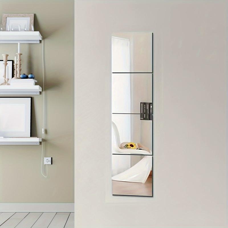 4pcs Mirror Wall Stickers Square DIY Acrylic 3D Wall Decor Self-adhesive Mirror